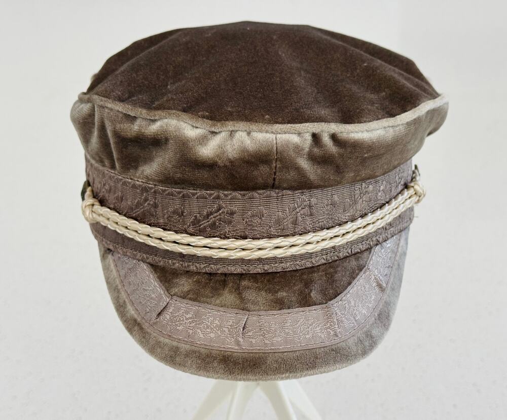 Brixton Fiddler Cap in Taupe Brushed Velvet